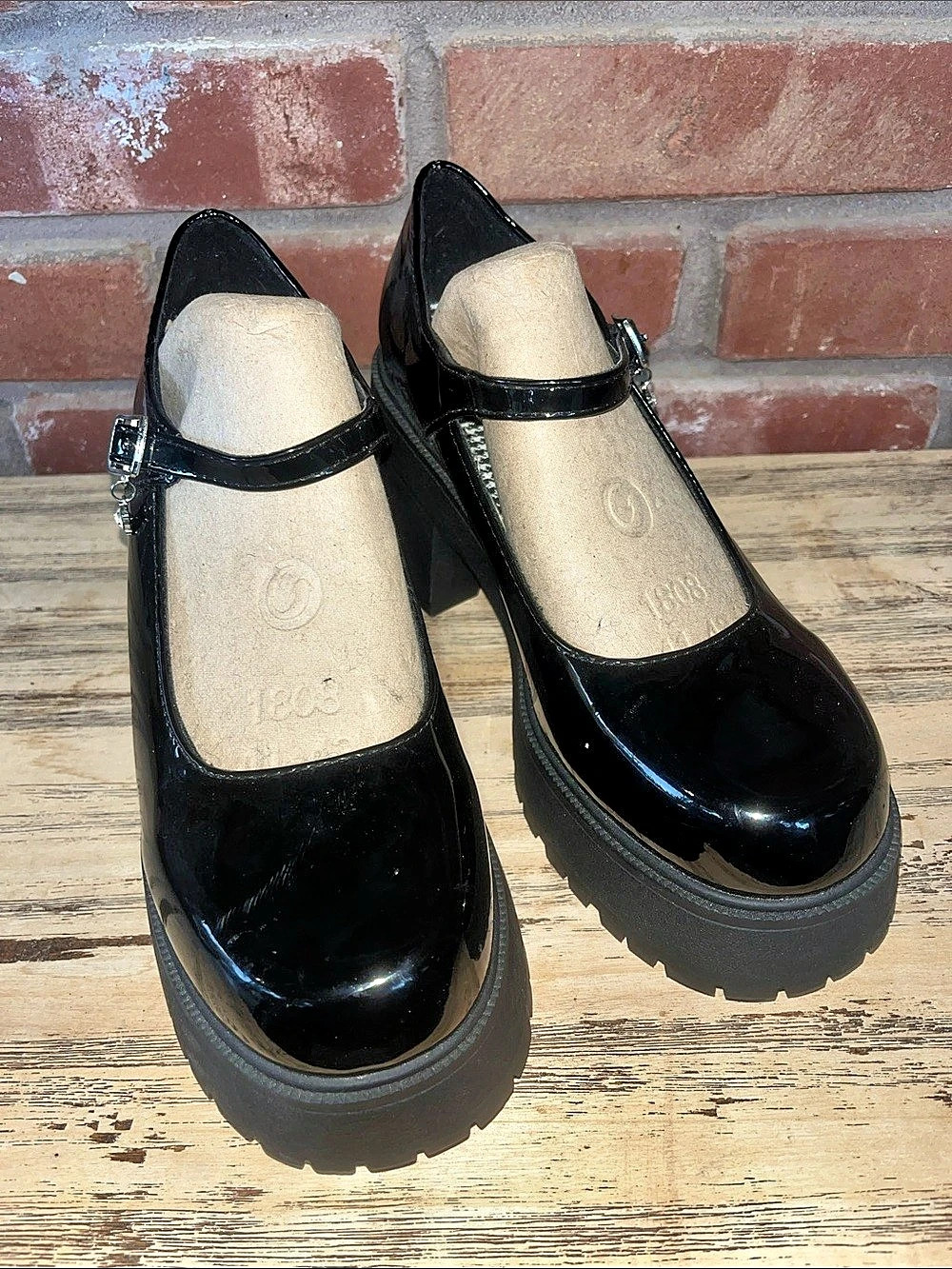 Soda Black Patent Platform Mary Jane Shoes